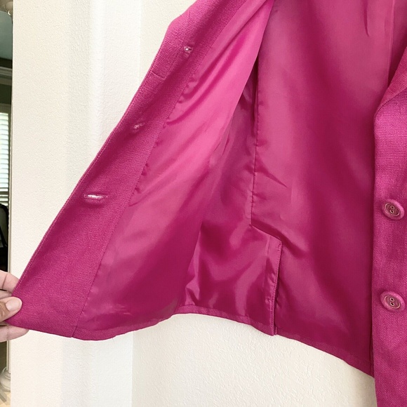 Talbots -Sz 2 Hot Pink Fab Jackie Linen 2 Button Swing  Jacket Blazer Linen Coat - Picture 11 of 12
